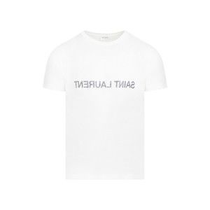 Saint Laurent White Cotton Reverse Logo T-Shirt - NWT